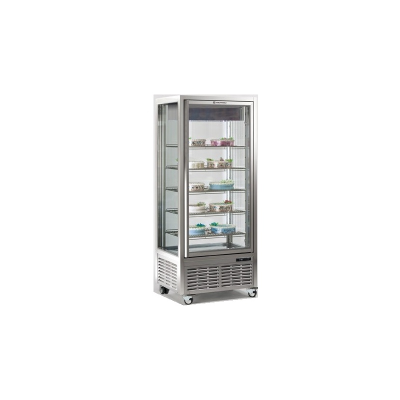 Vitrina frigorifica de cofetarie Tecfrigo DIVA 550 BTV BIS, capacitate 550 l, 1 zona temperatura +5°/-18°C, argintiu