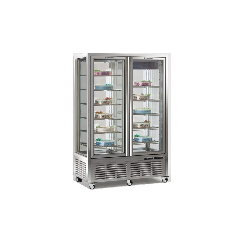 Vitrina frigorifica de cofetarie Tecfrigo DIVA 900 GS VU, capacitate 800 l, 2 zone temperatura +4/+10°C, argintiu