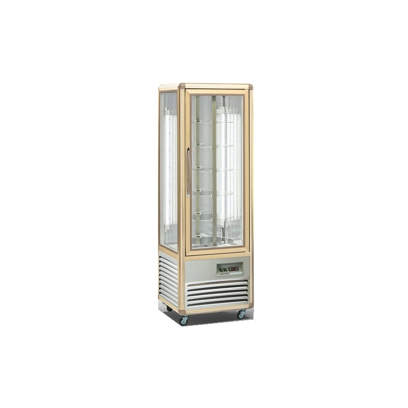 Vitrina frigorifica de cofetarie Tecfrigo Snelle 350 RBT BIS, capacitate 350 l, temperatura +5/-18°C, argintiu/auriu