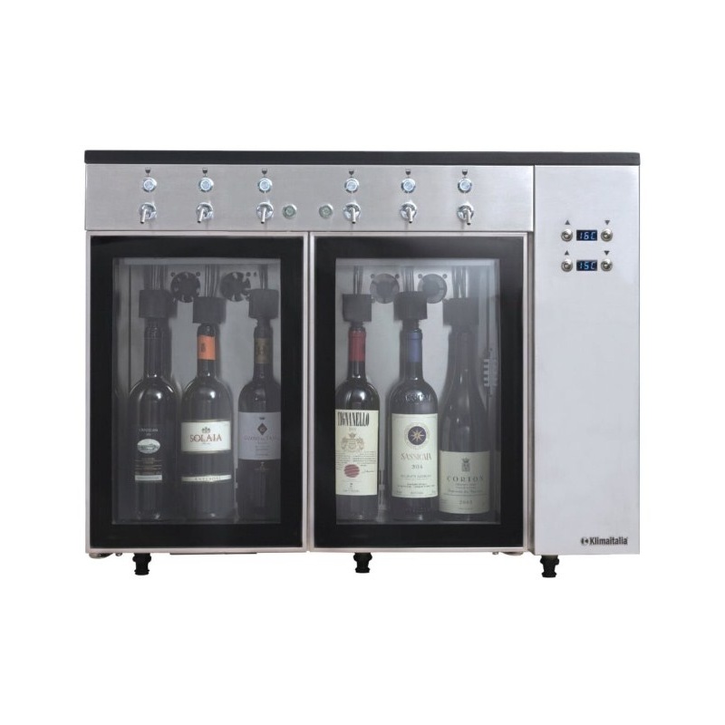Dozator frigorific vinuri Klimaitalia Sommelier 6, capacitate 6 sticle, temperatura +4°C° / +18°C, argintiu