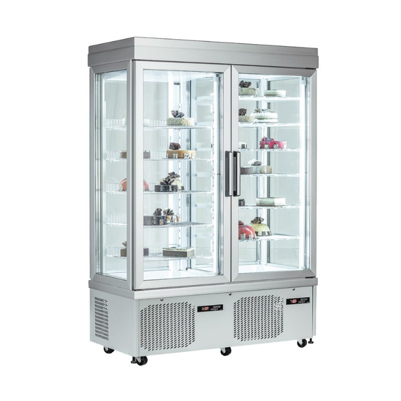 Vitrina frigorifica cofetarie Klimaitalia PSG 132 NFN/ST, capacitate 880 l, 2 zone temperatura, argintiu