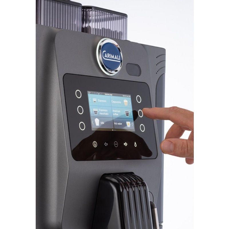Automat de cafea Carimali Blue Dot display 4K TFT 1 rasnita rezervor apa si racord apa direct la retea negru