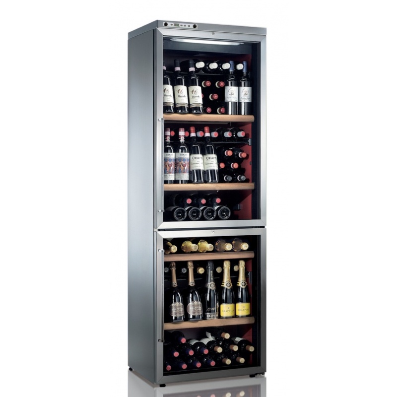Vitrina frigorifica vinuri Ipindustrie CCK601X pentru 127 sticle, temperatura +4/+18°C, inox