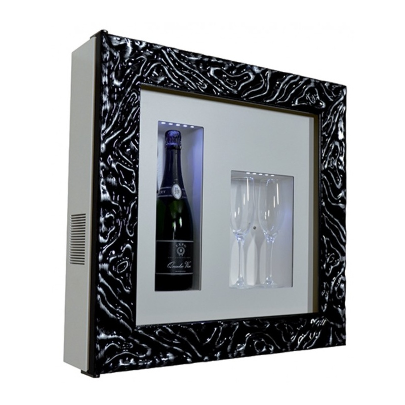 Vitrina frigorifica tablou pentru vinuri Ip IndustrieQV12-B4350B/U, capacitate 1 sticla, temperatura +4/ +10°C, alb/negru