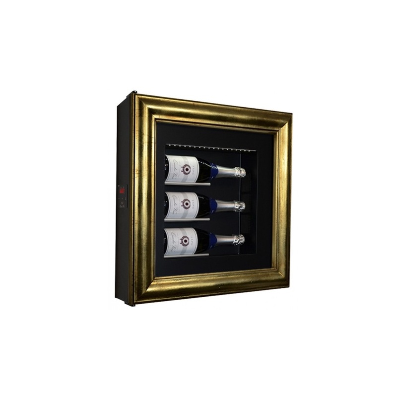 Vitrina frigorifica tablou pentru vinuri Ip Industrie QV30-N3151, capacitate 3 sticle, temperatura +6/ +20°C, negru/auriu