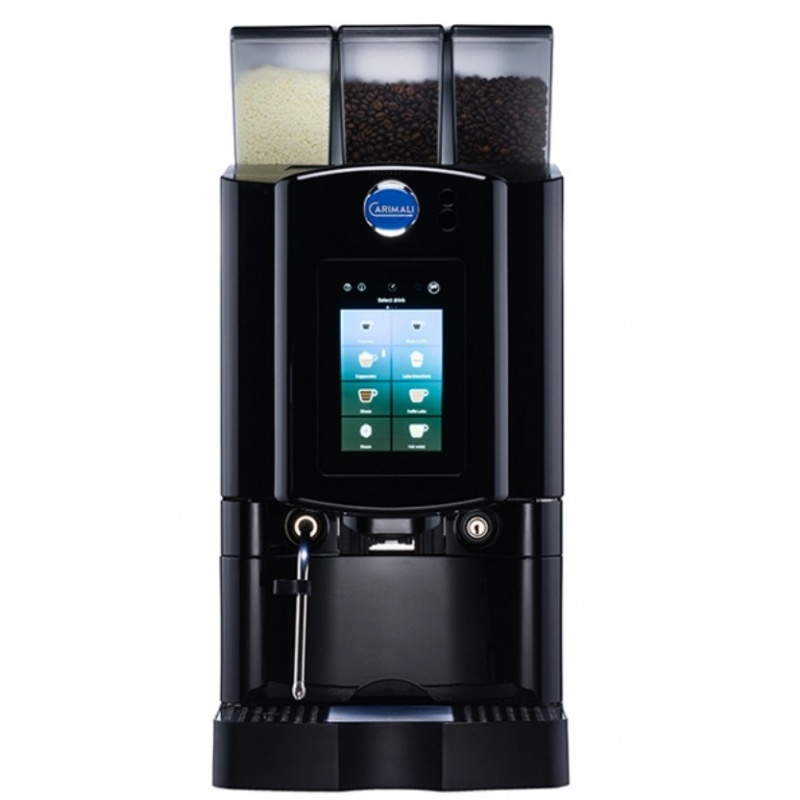 Automat de cafea Carimali Armonia Soft Plus display 7k ecran tactil 2 rasnite racord apa direct la retea negru mat