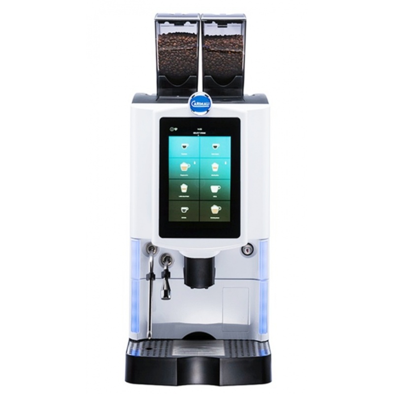 Automat de cafea Carimali Optima Ultra LM.2 display 10K ecran tactil 2 rasnite racord apa direct la retea alb perlat