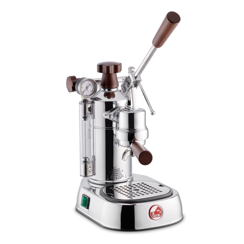 Espressoare de cafea La Pavoni Professional Lusso PLH cu pârghie 120V argintiu cu manere de lemn
