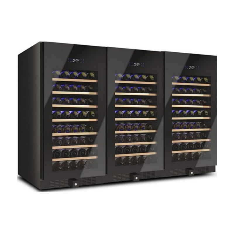 Vitrina de vinuri Datron luxury line usa dubla 288 sticle 3 zone temperatura C° negru