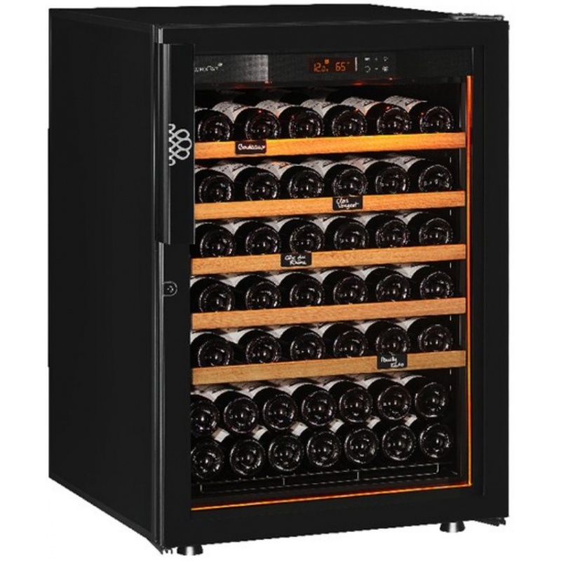 Vitrina de vinuri EuroCave V-Revelation S capacitate 74 sticle rafturi finisaj negru usa cu geam negru