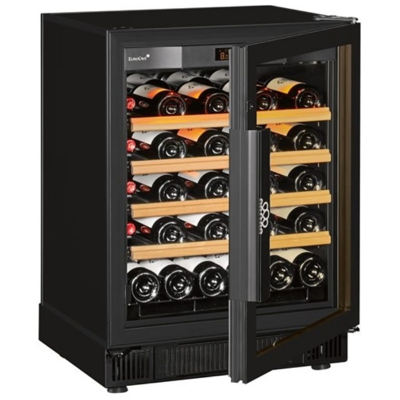 Vitrina de vinuri EuroCave Compact S059 capacitate 20-40 sticle multi-temperatura usa cu geam negru