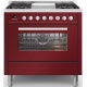 Aragaz ILVE Pro Line L09, 90x60cm, 4 arzatoare+Fry Top, cuptor electric, aprindere electronica, siguranta stop gaz, rosu