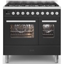 Aragaz ILVE Pro Line LD09, 90x60cm, 6 arzatoare, cuptor dublu, aprindere electronica, siguranta Stop Gaz, antracit