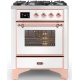 Aragaz ILVE Majestic M07N, 70x70cm, 4 arzatoare, cuptor electric, aprindere electronica, siguranta Stop-Gaz, alb