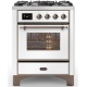 Aragaz ILVE Majestic M07N, 70x70cm, 4 arzatoare, cuptor electric, aprindere electronica, siguranta Stop-Gaz, alb