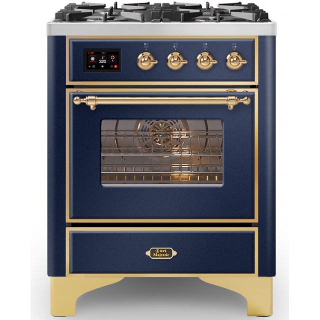 Aragaz ILVE Majestic M07N, 70x70cm, 4 arzatoare, cuptor electric, aprindere electronica, siguranta Stop-Gaz, albastru