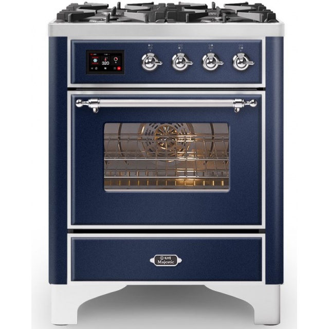 Aragaz ILVE Majestic M07N, 70x70cm, 4 arzatoare, cuptor electric, aprindere electronica, siguranta Stop-Gaz, albastru