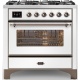 Aragaz ILVE Majestic M09N, 90x70cm, 4 arzatoare +Fry Top , cuptor electric, aprindere electronica, sigurante Stop-Gaz, alb