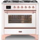 Aragaz ILVE Majestic M09N, 90x70cm, 4 arzatoare +Fry Top , cuptor electric, aprindere electronica, sigurante Stop-Gaz, alb