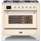 Aragaz ILVE Majestic M09N, 90x70cm, 6 arzatoare, cuptor electric, aprindere electronica, sigurante Stop-Gaz, alb antic