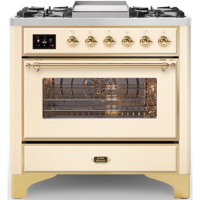 Aragaz Lofra RBI66MFT/CI, 60x60 cm, gaz, 4 arzatoare, grill, aprindere electronica, timer, crem