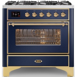 Aragaz ILVE Majestic M09N, 90x70cm, 6 arzatoare, cuptor electric, aprindere electronica, sigurante Stop-Gaz, albastru