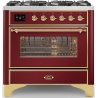 Aragaz ILVE Majestic M09N, 90x70cm, 6 arzatoare, cuptor electric, aprindere electronica, sigurante Stop-Gaz, rosu