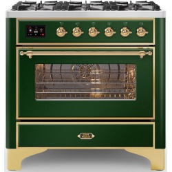 Aragaz ILVE Majestic M09N, 90x70cm, 6 arzatoare, cuptor electric, aprindere electronica, sigurante Stop-Gaz, verde