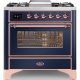 Aragaz ILVE Majestic M09N, 90x70cm, 4 arzatoare +Fry Top , cuptor electric, aprindere electronica, sigurante Stop-Gaz, albastru