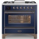 Aragaz ILVE Majestic M09N, 90x70cm, 4 arzatoare +Fry Top , cuptor electric, aprindere electronica, sigurante Stop-Gaz, albastru