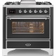 Aragaz ILVE Majestic M09N, 90x70cm, 4 arzatoare +Fry Top , cuptor electric, aprindere electronica, sigurante Stop-Gaz, antracit