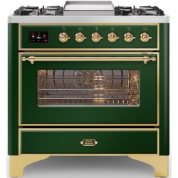 Aragaz ILVE Majestic M09N, 90x70cm, 4 arzatoare +Fry Top , cuptor electric, aprindere electronica, sigurante Stop-Gaz, verde