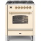 Aragaz ILVE Nostalgie P07N, 70x60cm, 4 arzatoare, cuptor electric, aprindere electronica, siguranta Stop-Gaz, alb antic