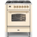 Aragaz ILVE Nostalgie P07N, 70x60cm, 4 arzatoare, cuptor electric, aprindere electronica, siguranta Stop-Gaz, alb antic