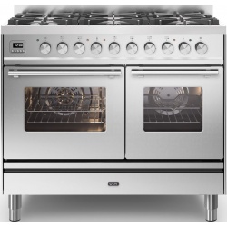 Aragaz ILVE Professional Plus PD10W, 100x60cm, 6 arzatoare, cuptor dublu, aprindere electronica, siguranta Stop Gaz, inox