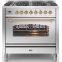 Aragaz ILVE Nostalgie P09N, 90x60cm, 6 arzatoare, cuptor electric, aprindere electronica, siguranta Stop-Gaz, alb