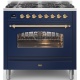 Aragaz ILVE Nostalgie P09N, 90x60cm, 6 arzatoare, cuptor electric, aprindere electronica, siguranta Stop-Gaz, albastru
