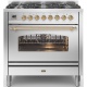 Aragaz ILVE Nostalgie P09N, 90x60cm, 6 arzatoare, cuptor electric, aprindere electronica, siguranta Stop-Gaz, inox