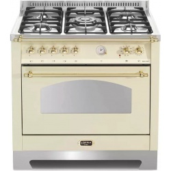 Aragaz Lofra Dolcevita RBIG96GVGT/CI, 90x60 cm, gaz, 5 arzatoare, grill, aprindere electronica, timer, crem