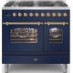 Aragaz ILVE Nostalgie PD09N, 90x60cm, 6 arzatoare, cuptor dublu, aprindere electronica, siguranta Stop Gaz, albastru Aragaz ILVE Nostalgie PD09N, 90x60cm, 6 arzatoare, cuptor dublu, aprindere electronica, siguranta Stop Gaz, albastru