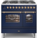 Aragaz ILVE Nostalgie PD09N, 90x60cm, 6 arzatoare, cuptor dublu, aprindere electronica, siguranta Stop Gaz, albastru