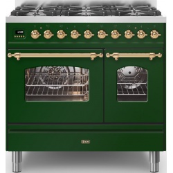 Aragaz ILVE Nostalgie PD09N, 90x60cm, 6 arzatoare, cuptor dublu, aprindere electronica, siguranta Stop Gaz, verde