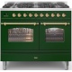 Aragaz ILVE Nostalgie PD10N, 100x60cm, 6 arzatoare, cuptor dublu, aprindere electronica, sigurante stop gaz, rosu verde