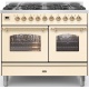 Aragaz ILVE Nostalgie PD10N, 100x60cm, 6 arzatoare, cuptor dublu, aprindere electronica, sigurante stop gaz, alb antic Aragaz ILVE Nostalgie PD10N, 100x60cm, 6 arzatoare, cuptor dublu, aprindere electronica, sigurante stop gaz, alb antic