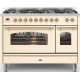 Aragaz ILVE Majestic M12N, 120x70cm, 6 arzatoare+placa Fry Top,cuptor dublu,aprindere electronica, siguranta Stop- Gaz,alb antic