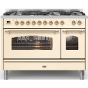 Aragaz ILVE Majestic M12N, 120x70cm, 6 arzatoare+placa Fry Top,cuptor dublu,aprindere electronica, siguranta Stop- Gaz,alb antic