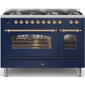 Aragaz ILVE Majestic M12N, 120x70cm, 8 arzatoare, cuptor dublu, aprindere electronica, siguranta Stop- Gaz, albastru