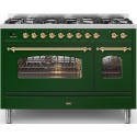 Aragaz ILVE Majestic M12N, 120x70cm, 8 arzatoare, cuptor dublu, aprindere electronica, siguranta Stop- Gaz, verde
