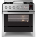 Aragaz ILVE Panoramagic PM09 91x70cm, 4 arzatoare+Fry Top , cuptor electric, aprindere electronica, siguranta Stop Gaz, inox