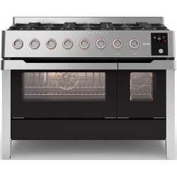 Aragaz ILVE Panoramagic PM12, 122x70cm, 8 arzatoare , cuptor dublu, aprindere electronica, siguranta Stop Gaz, inox